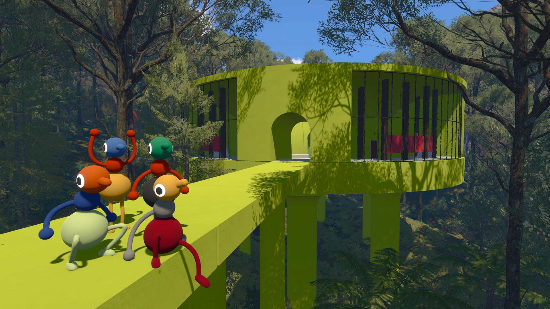 Big Walk gameplay screenshot — friends walking together at golden hour
